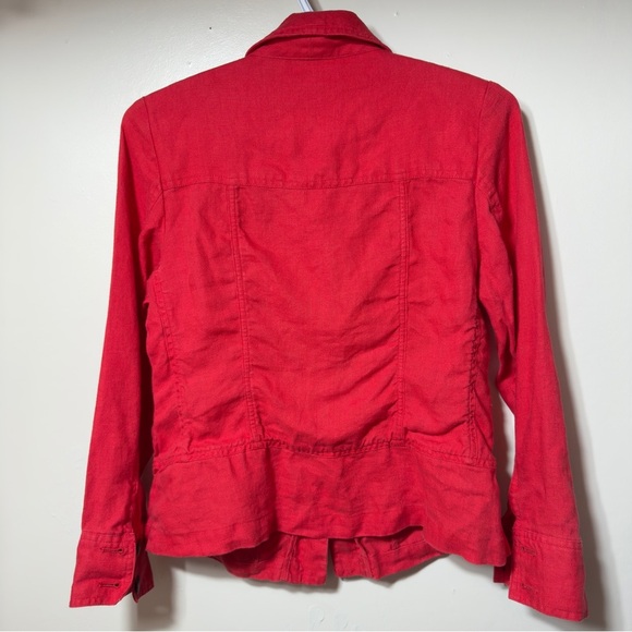Chico's 100% Linen Trucker Jacket Fuscia Women Size 0 - Picture 7 of 7